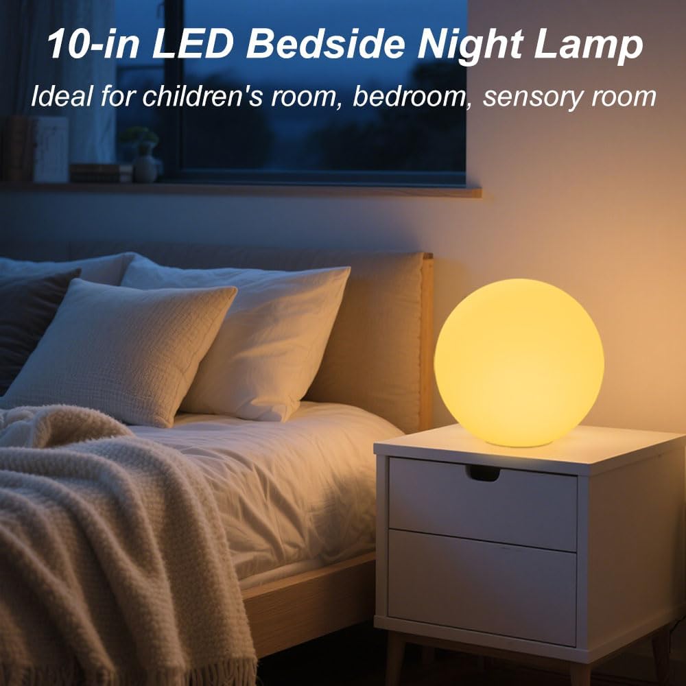 10 In LED Globe Light w/Remote, 16 RGB Colors 4 Modes & 8 Dimmable Brightness LED Ball Light Sphere Lamp, Rechargeable Orb Night Light Waterproof Outdoor Globe Lamp for Home/Yard/Lawn/Party/Pool Decor