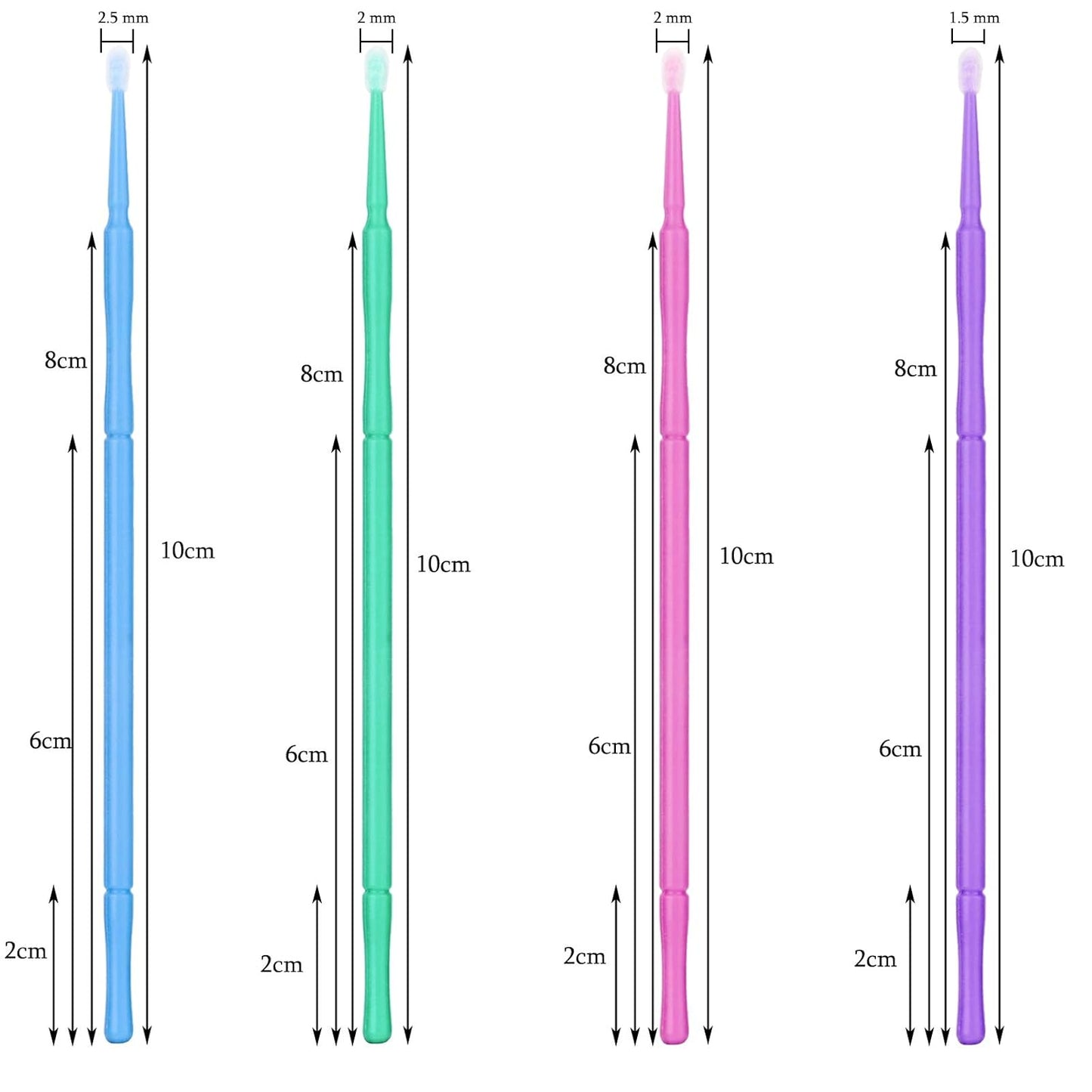 500 PCS Disposable Micro Applicator Brush, Gelme Nutri Micro swabs,Head Bendable Ultrafine Eyelash Extension Brushes for Makeup and Personal Care (Dark blue 2.5mm)