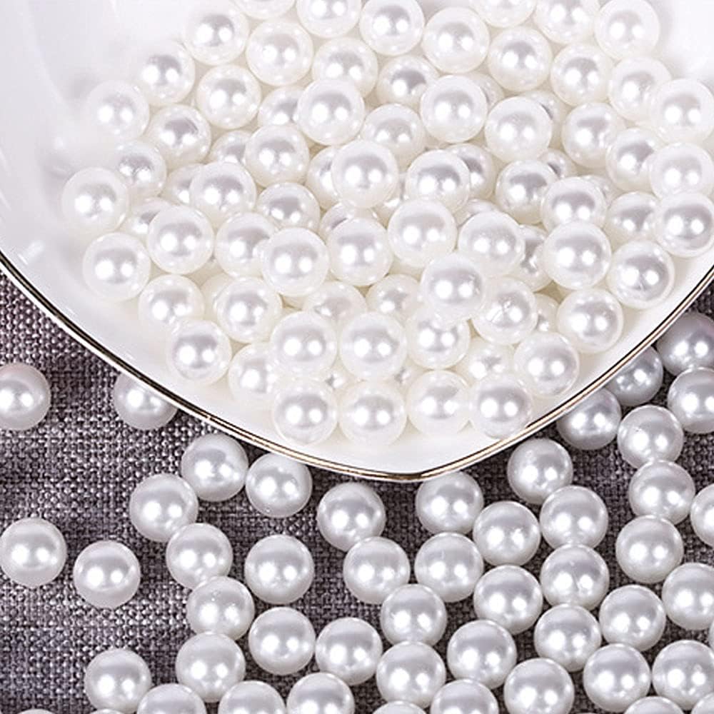 600pcs White Pearl Beads Bulk,8mm Round White Pearl Beads for Craft Loose Fake Pearl beads with Holes for Bracelets Necklaces Jewelry Making Crafts Pearl Bead Handle Chain Decorations and Vase Fillers