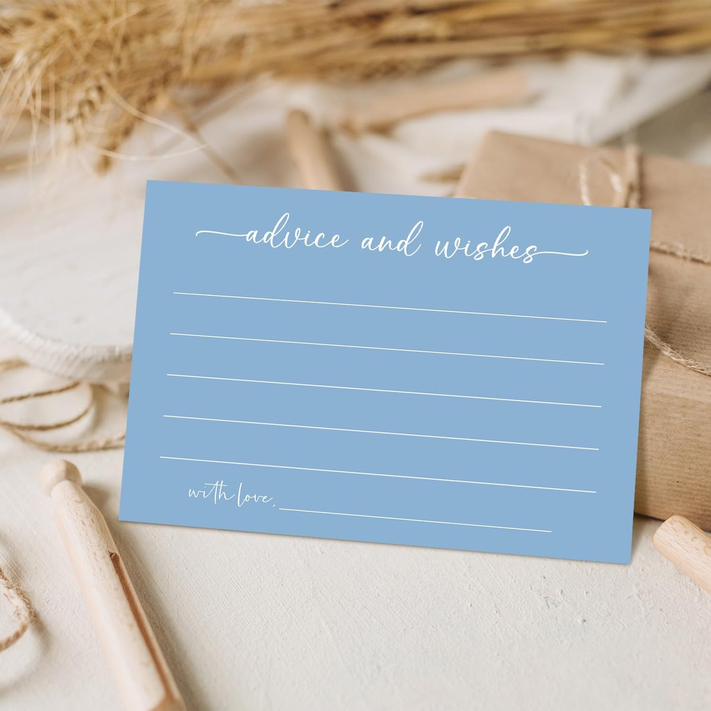 Bule Advice and Wishes Card, Advice Cards for The Bride and Groom, Bridal Shower,Wedding or Baby Shower, Birthday, Graduation, Retirement, Guestbook - 25 Cards -01