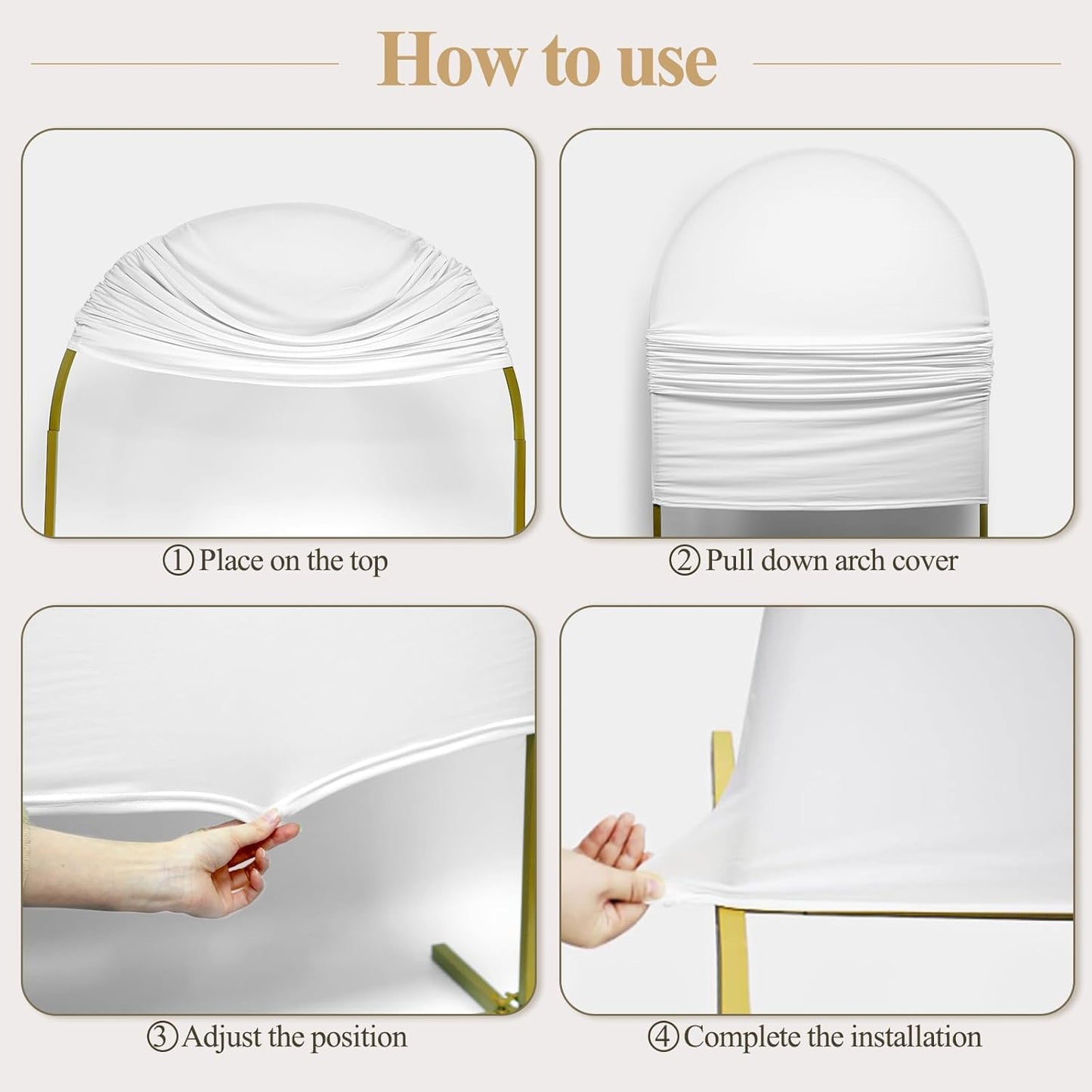 Ledido Wedding Arch Backdrop Cover 6FT 7.2FT Arch Covers 2Set Fitted Stretchy Spandex Round Top Stand Backdrop Cover for Wedding Banquet Ceremony Birthday Party Baby Shower Event Decoration,White