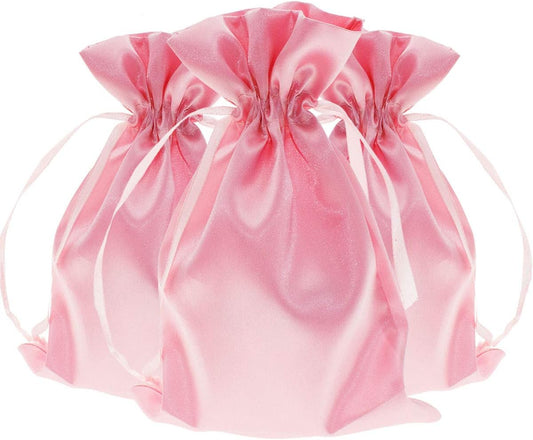 Knitial 4" x 6" Light Pink Satin Gift Bags, Jewelry, Wedding Favor Silky Drawstring Bags Baby Shower Christmas 50 Count
