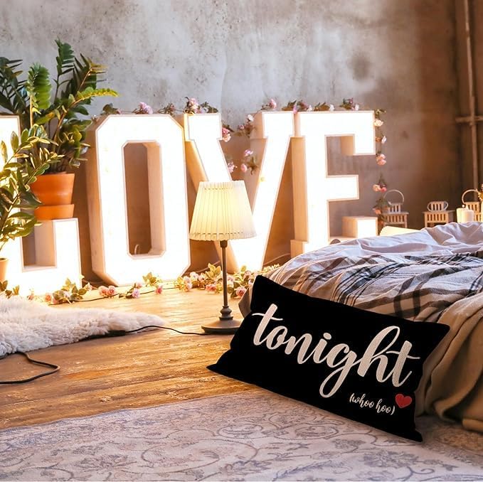 Mancheng-zi Bridal Gift,20x26 Pillow Cover,Bridal Shower Gifts,Funny Couples Reversible Linen Pillow Cover, Bachelorette Party Gifts,Bridal Gifts for Bride,Wedding Gifts for Bride(Black)