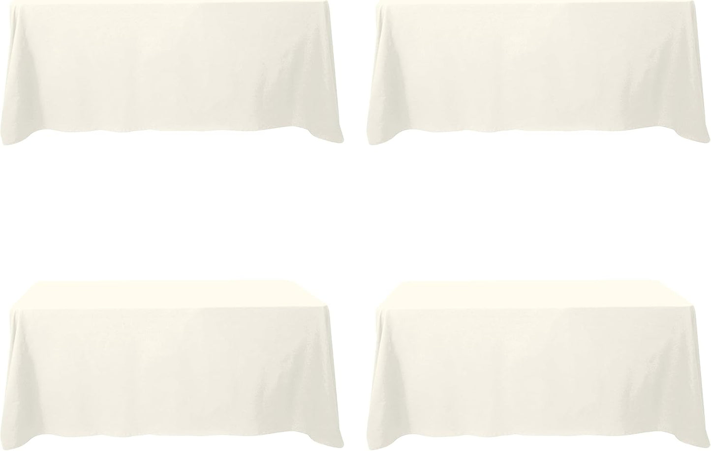 BRILLMAX 4 Pack Ivory Tablecloths for 6 Foot Rectangle Tables 90 x 132 Inch - 6ft Rectangular Bulk Linen Polyester Fabric Washable Cloth Cover for Wedding Reception Banquet Birthday Party