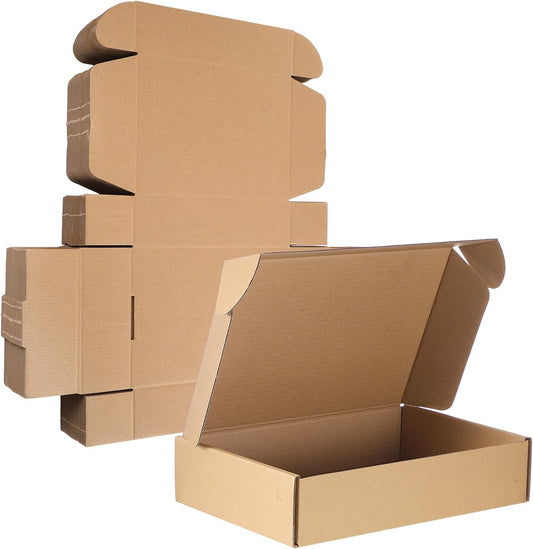 Qilery 200 Pcs Shipping Boxes Cardboard Gift Corrugated Cardboard Brown Boxes Mailer Packaging for Mailing Small Business Present (9 x 6 x 2 Inch)