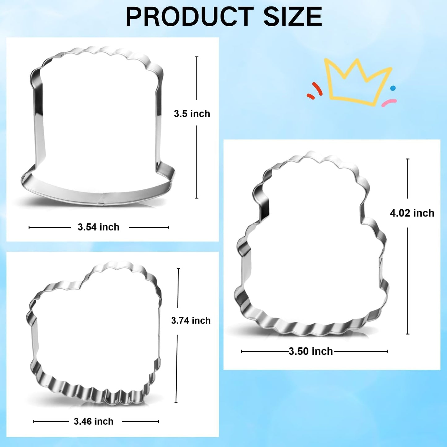 Vintage Cake Cookie Cutters Set - 3-Piece - 3.7 Inch - Stainless Steel - Dishwasher Safe - Perfect for Birthday, Wedding, Christmas, and Holiday Cookies (Heart, Scallop Designs)
