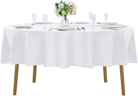 70 inch Round Tablecloth Washable Polyester Table Cloth Decorative Table Cover for Wedding Party Dining Banquet（70 inch,White）