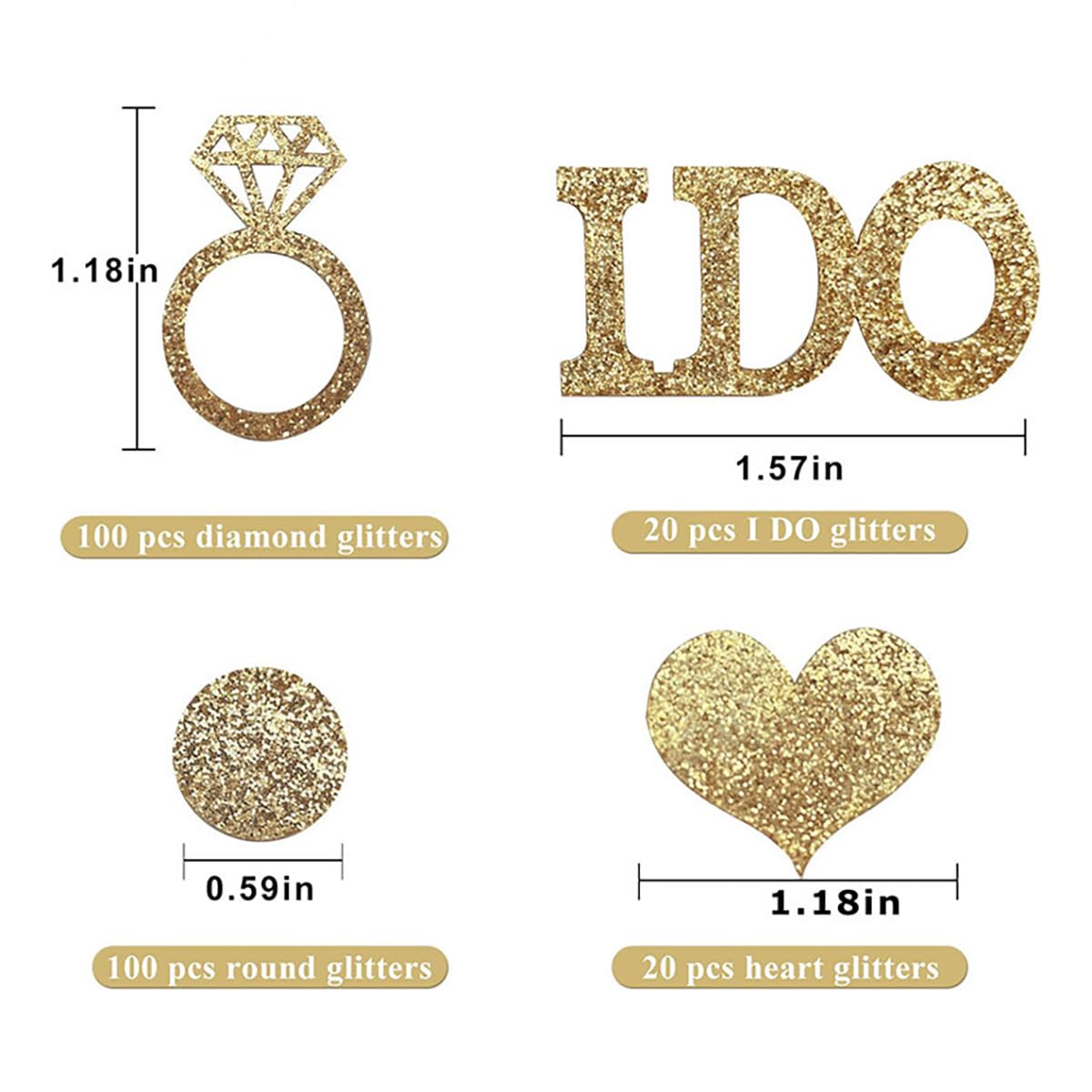 Gold Wedding Confetti, 100 Pcs I DO Engagement