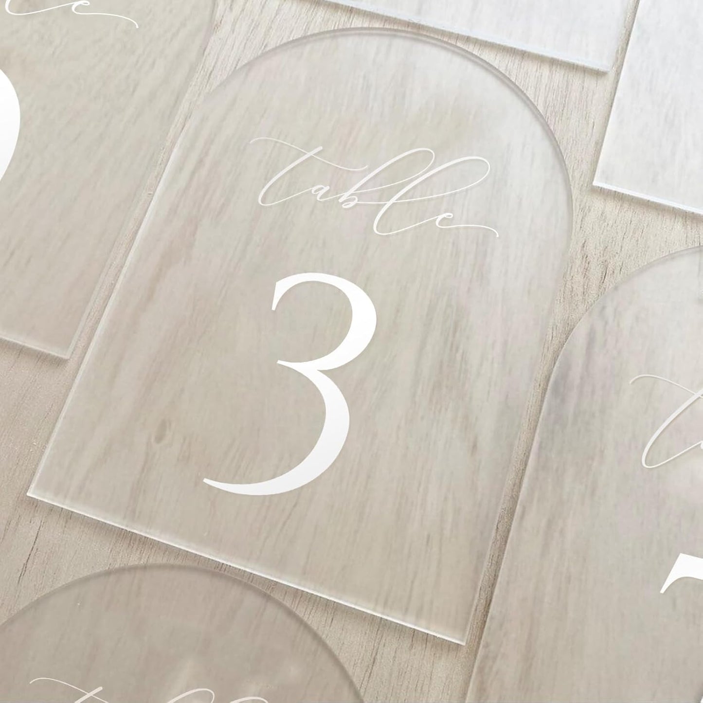 JINMURY Frosted Arch Table Numbers for Wedding, 5x7 Inch Arched Acrylic Table Numbers 1-20 with Stands, Frosted Acrylic Arch Sign with Holder for Centerpiece, Reception, Wedding, Party, Event