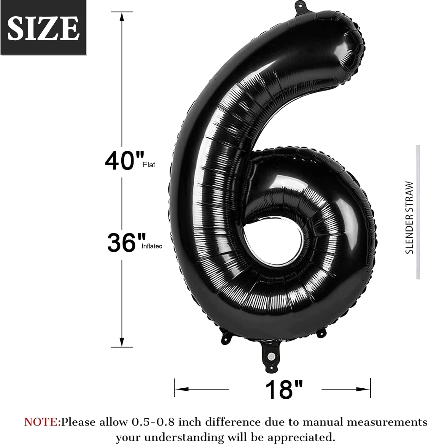 40 Inch Black Number Balloon 0-9(Zero-Nine), Big Size Happy Birthday Balloon, Foil Helium Big Number Balloon for Birthday Celebration Decorations Graduations Anniversary Photo Shoot