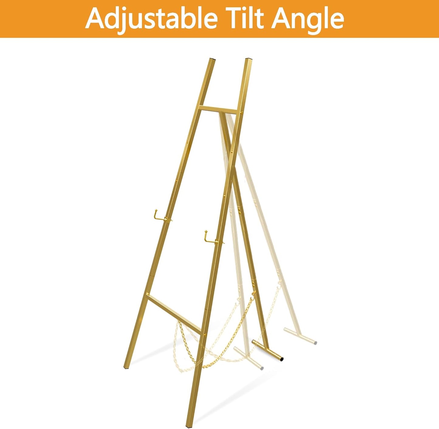 Gold Easel Stand for Signs, Metal Decorative Easels for Wedding Heavy Sign Posters Home Display Painting, Artist Easel for Painting Canvas