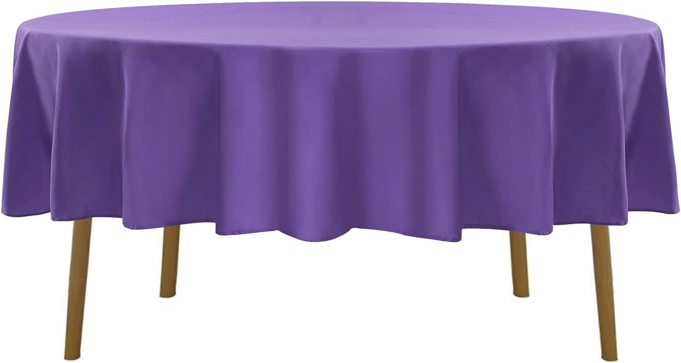 90 inch Round Tablecloth Washable Polyester Table Cloth Decorative Table Cover for Wedding Party Dining Banquet（90 inch,Purple）