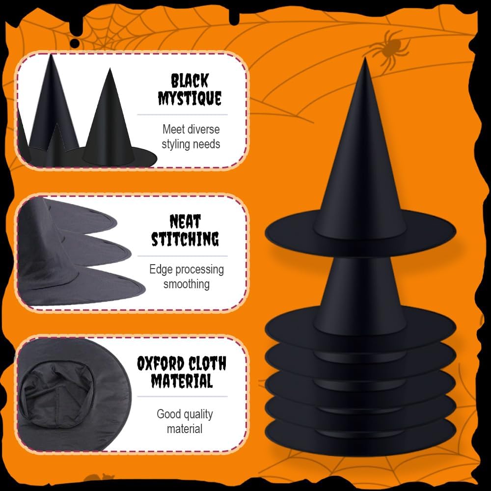 12 PCS Halloween Party Favor Costume Accessory Hanging Witch Hat, Black Witch Hats Hanging Decor Halloween Decorations