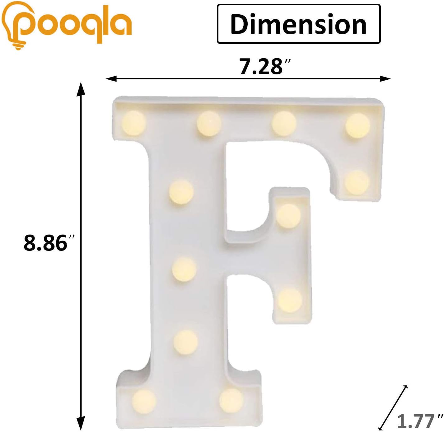 Pooqla LED Marquee Letter Lights Sign, Light Up Alphabet Letter for Home Party Wedding Decoration F