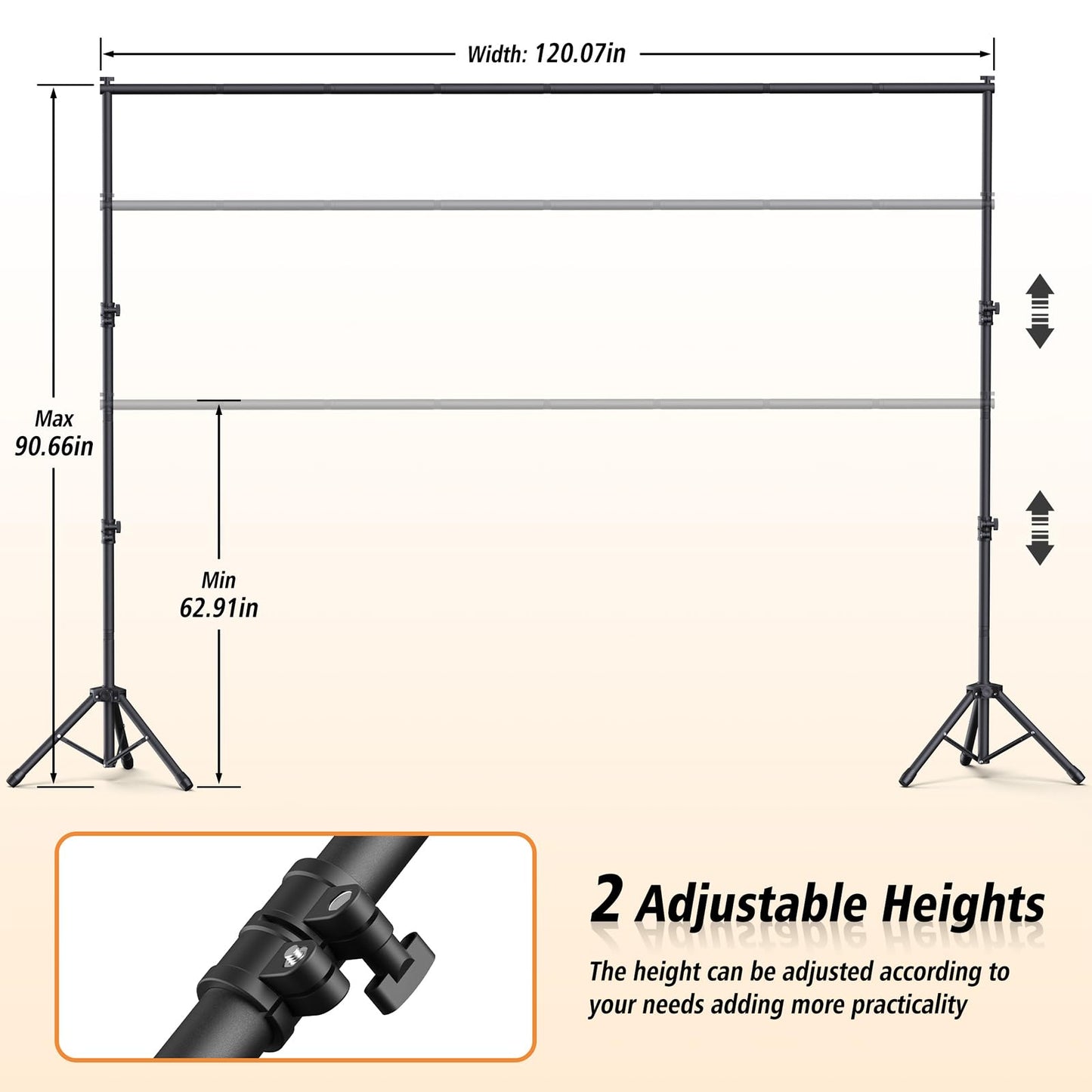 Forlogic Backdrop Stand 10x7.5ft(WxH),Portable Adjustable Photo Back Drop Stand for Party