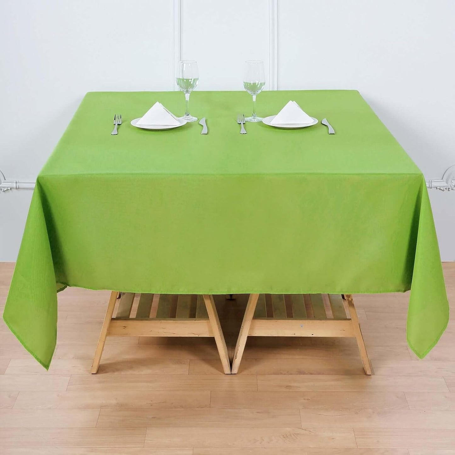 Efavormart 70" Lime Green Square Polyester Tablecloth for Dining Table, Wedding, Party, Event, Banquet, Restaurant Decoration