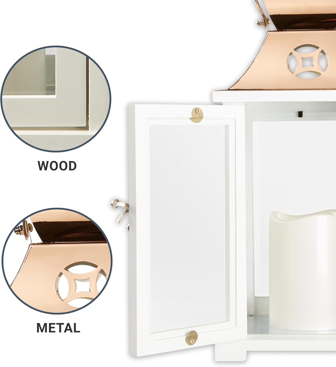 Let's Make Memories Personalized Memorial Lantern - Sympathy - Condolences - LED Candle - Automatic Timer - Wood/Stainless Steel - Copper Finish - A Light Remains