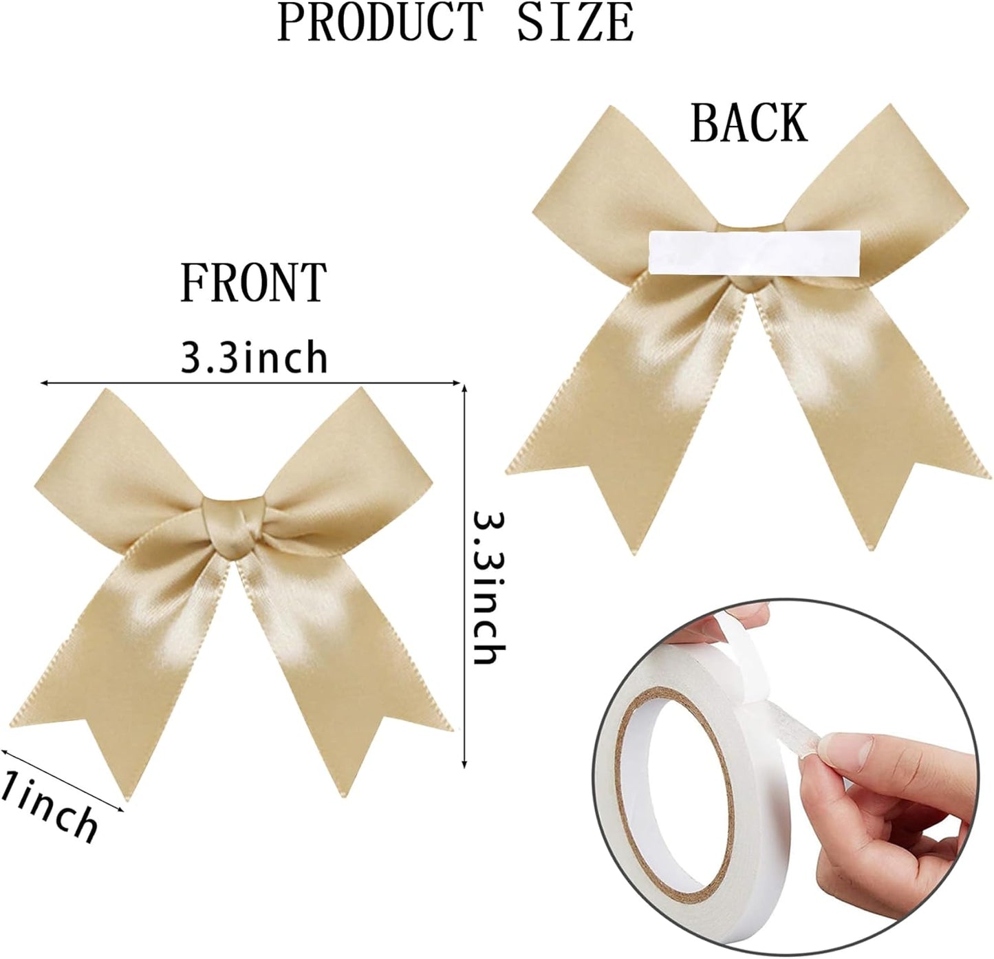50 Pieces Gift Wrap Bows Premium Satin Ribbon Bows 3.3 Inch Craft Bows for Gift Wrapping DIY Treat Bags Holiday Gifts Bag Party Decorations, Wedding Decor Christmas Birthday Presents (Golden)