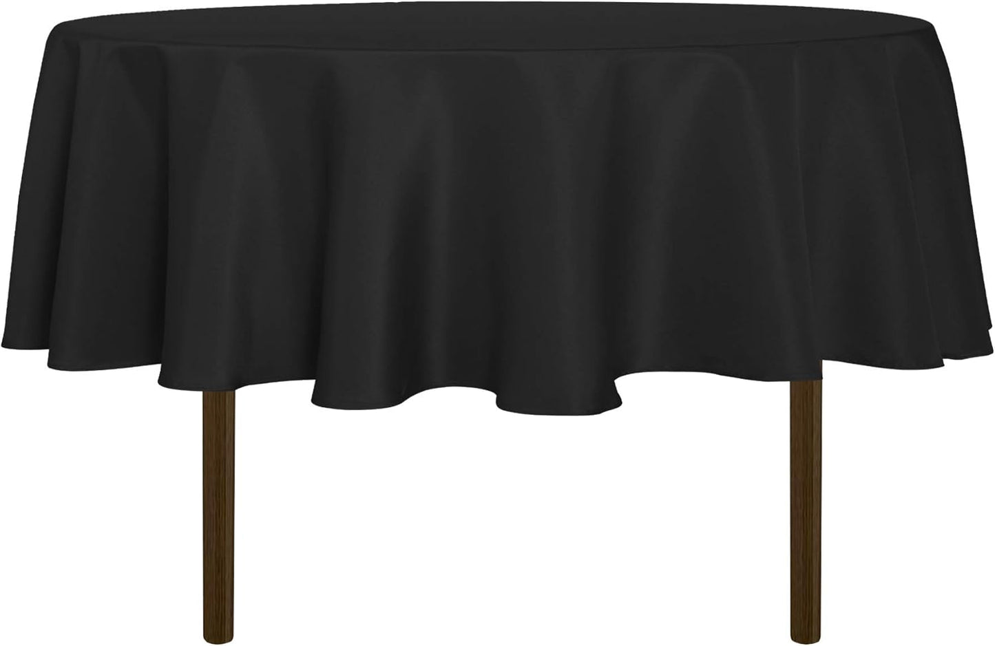 sancua Round Tablecloth - 60 Inch - Water Resistant Spill Proof Washable Polyester Table Cloth Decorative Fabric Table Cover for Dining, Buffet Parties and Camping, Black (Fits 20-48 Inch Tables)