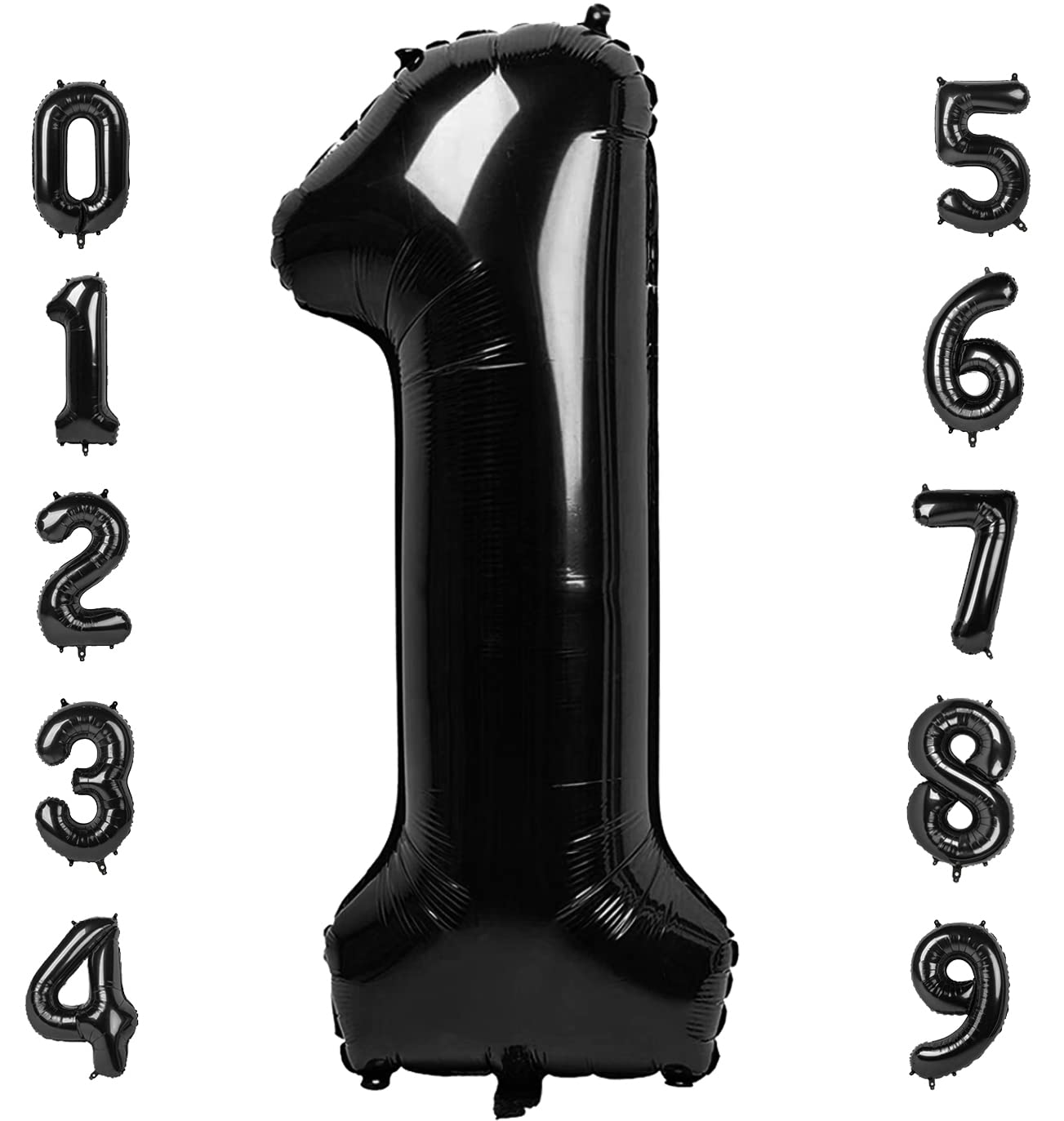 Number Balloons 40 Inch Black 1 Balloon for Birthday Men Party Decorations