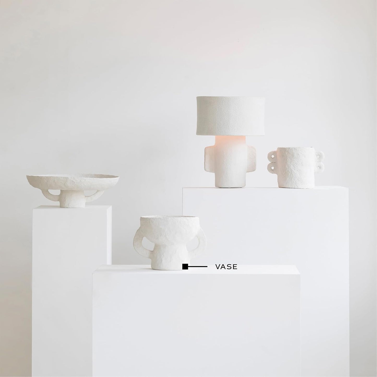 Serax Decorative Vase with Handles | Earth interior accessories by Marie Michielssen | White Paper Mache Home Decor Living Room on Coffee Table | Kitchen Decorations | Entryway Table Decor Shelf Pot S