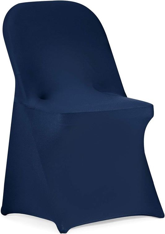 Peomeise Stretch Spandex Folding Chair Cover for Wedding Party Dining Banquet Event (Navy,6pcs)