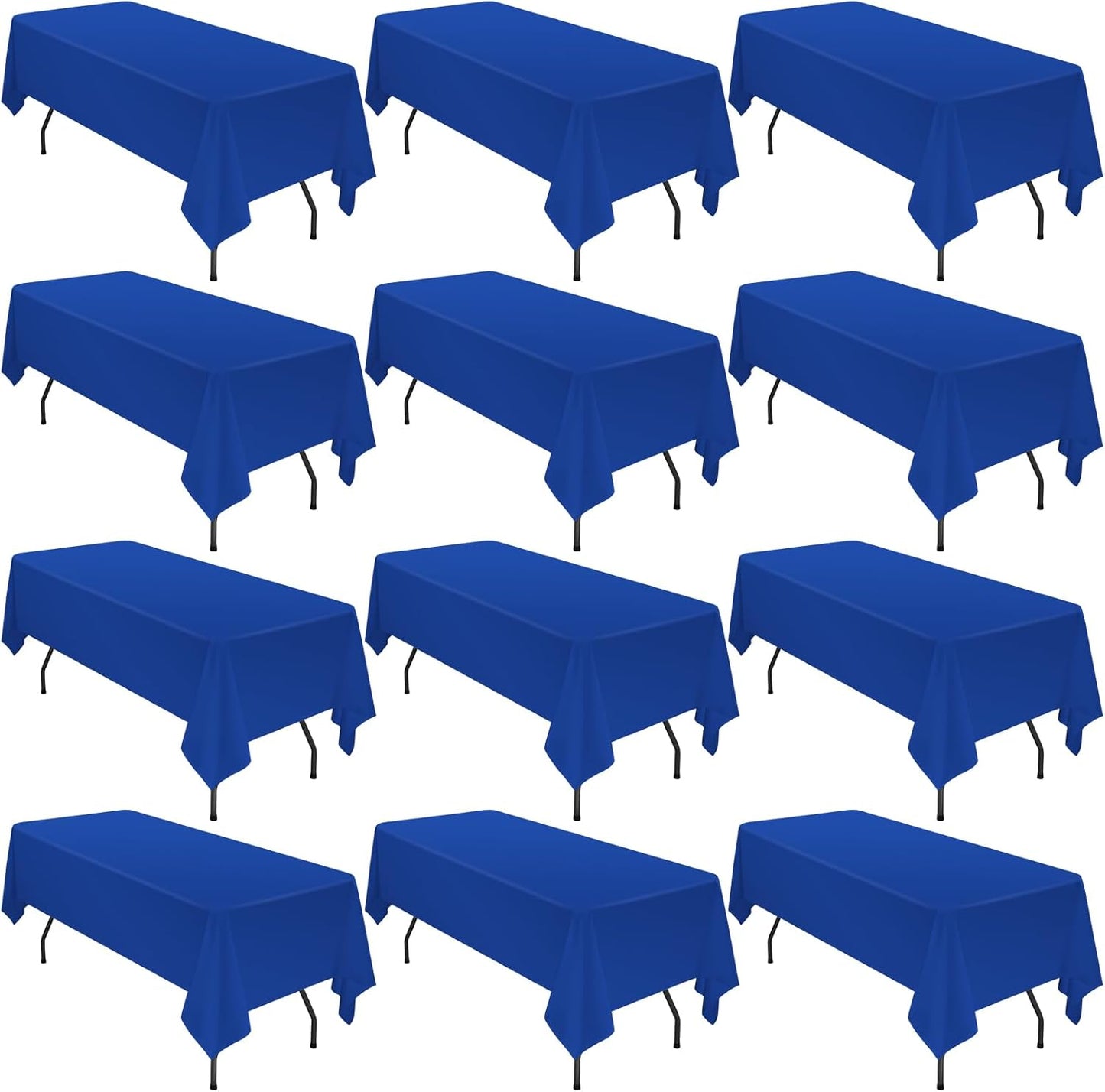 12 Pack Polyester Tablecloth 60 x 126 Inch Royal Blue Tablecloth for 8 Ft Rectangle Tables,Washable Fabric Table Covers Polyester Table Clothes for Wedding Parties Banque