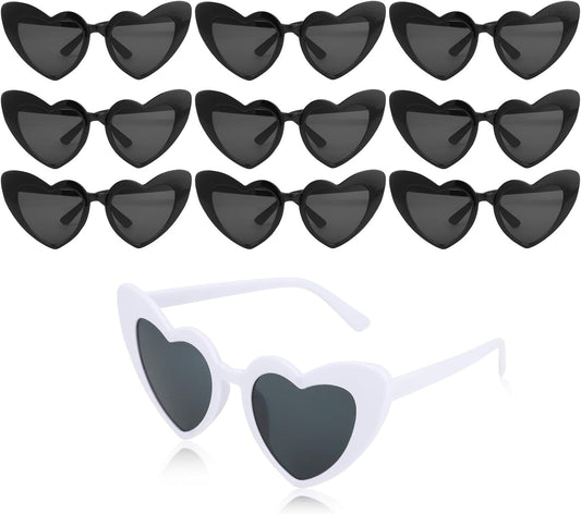 CIEHER Bachelorette Party Favors - White Black Heart Sunglasses for Bride Bridesmaid