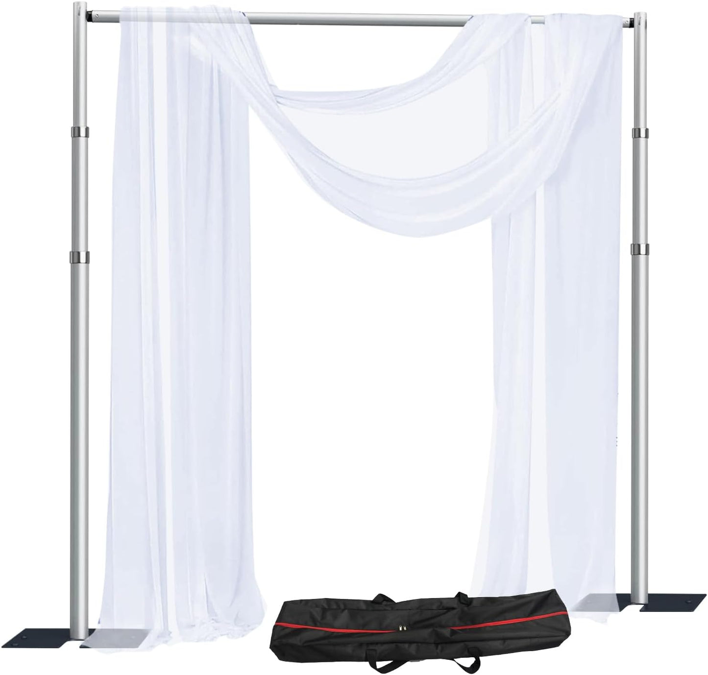 SLOW DOLPHIN 10x 10ft Pipe and Drap Backdrop Stand Kit,Heavy Duty Adjustable Frame Backdrop Stand for Event, Birthday Party, displays and Wedding Decoration.