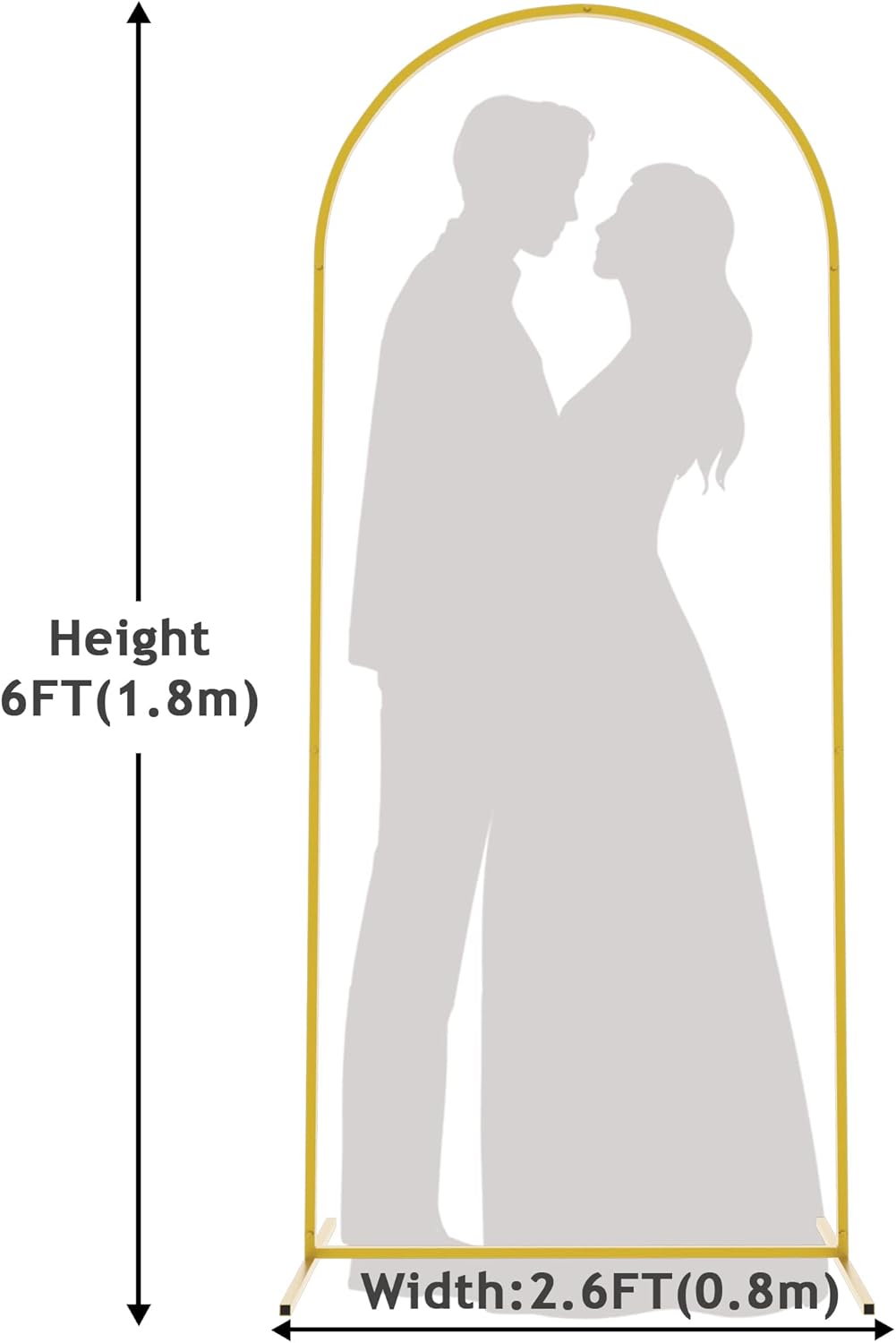 Putros Metal Arch Stand 6FT Gold Wedding Balloon Arched Backdrop Stand Square Arch Frame for Birthday Party Bridal Baby Shower Ceremony Decoration