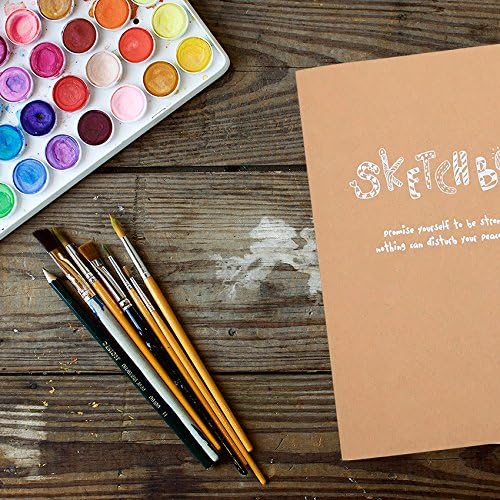 Kraft Cover Drawing Notebook & Sketchbook ??Set of 2 Blank Plain Sketch Books ??125g Thick Paper, 200x280mm Paper Ideal for Drawing & Sketching- 128 sheets/256 Pages ??180 Degree Opening, 2pcs