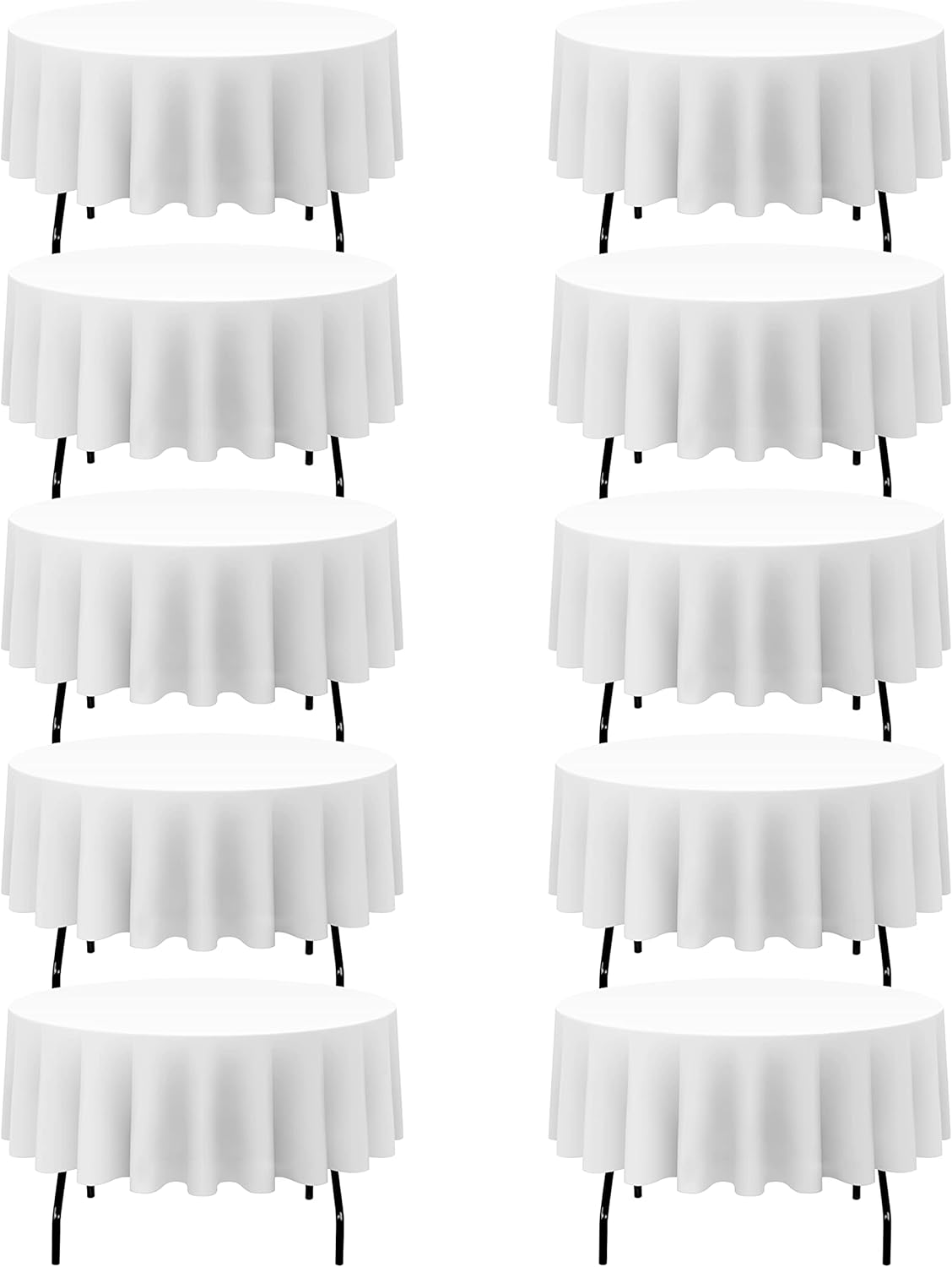 BRILLMAX 10 Pack White Round Tablecloths 90 Inch - Circle Bulk Linen Polyester Fabric Washable Table Cloth Cover for Wedding Reception Banquet Birthday Party Buffet Restaurant
