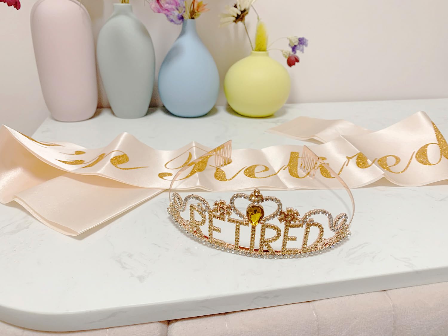 JETKONG Retirement Party Decorations Retired Tiara/Crown, Retired Sash for Women Retirement Gifts