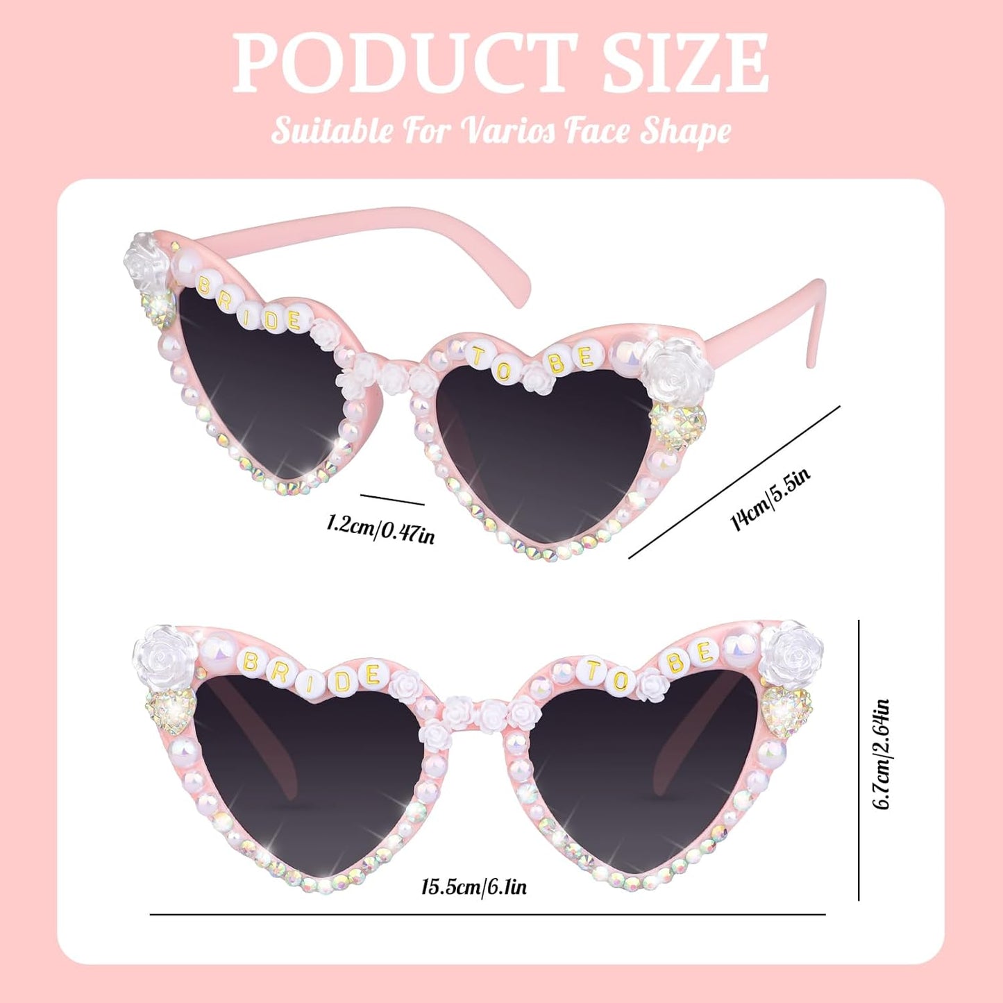 Bride Sunglasses for Bachelorette White Heart Glasses for Bride to Be Gift, Bachelorette Accessories Party Favors