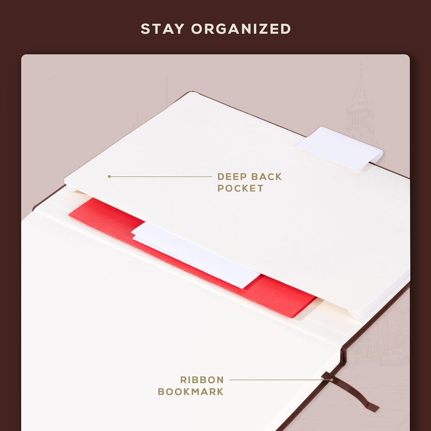 Beechmore Books A4 Sketchbook ??8.5x11 Premium Vegan Leather Bound Large Sketch Book Hardcover with 156 Thick 160gsm Perforated Ivory Pages, Blank Sketch Pad, Gift Boxed, Back Pocket, Ribbon Bookmark