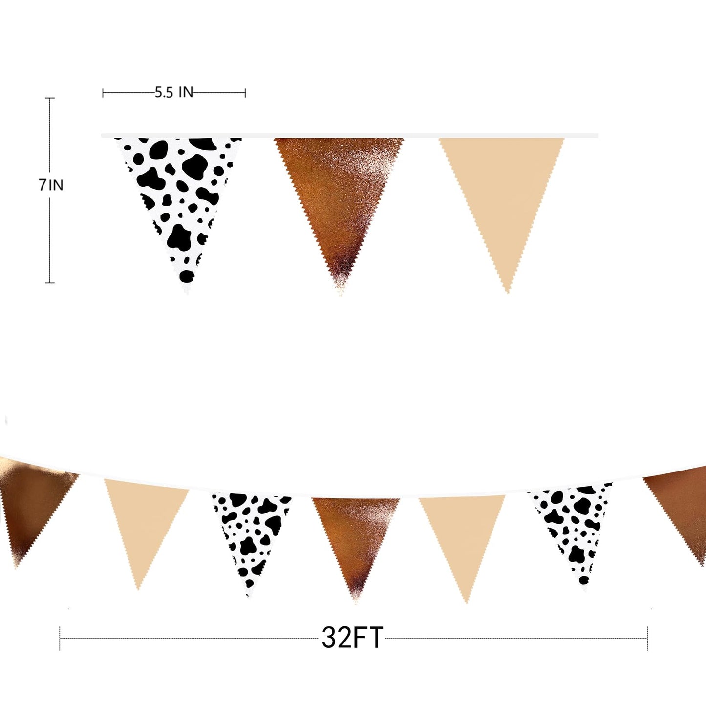 32Ft Cow Party Decorations Western Cowboy Triangle Flag Fabric Banner Pennant Garland Streamer for