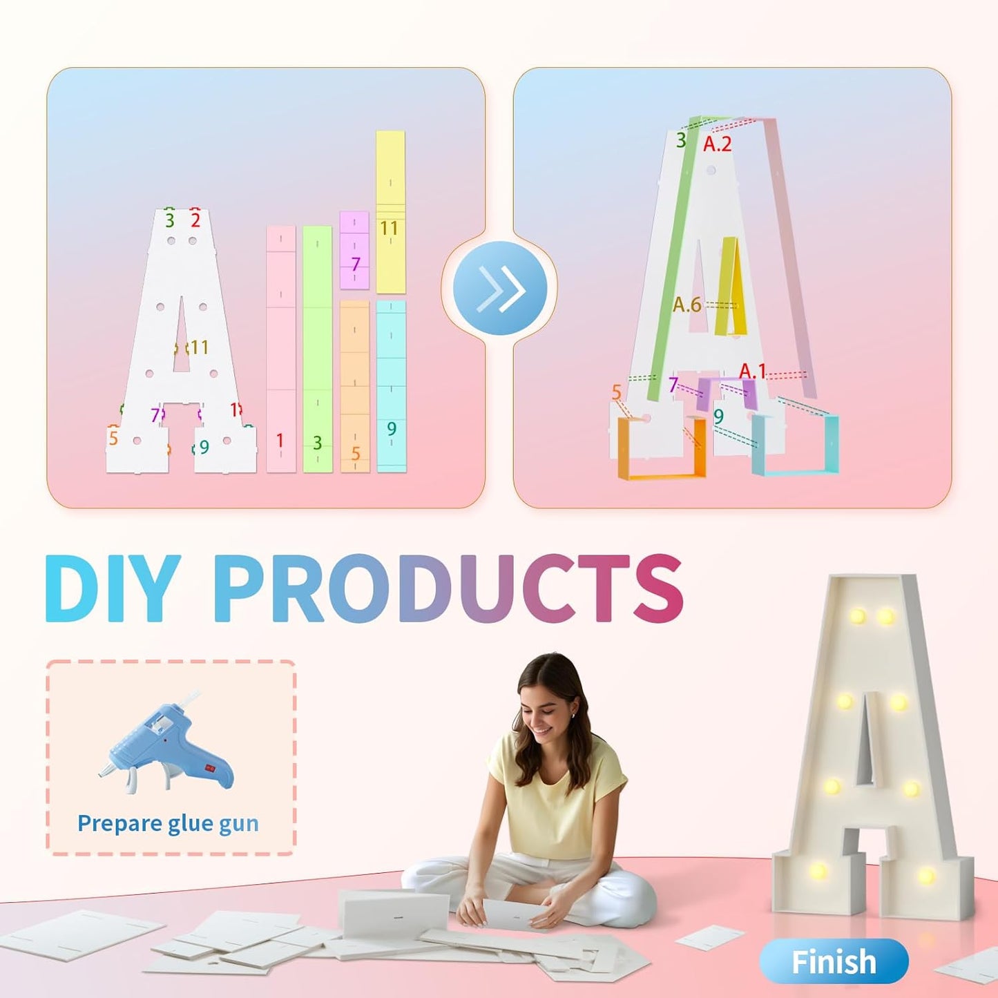 imprsv Marquee Light Up Letters, 3FT Block Marquee Letters for Birthday Baby Shower Party Backdrop Decor, Large Light Up Letters for Wedding Decorations Engagement Party Decorations, Letter G