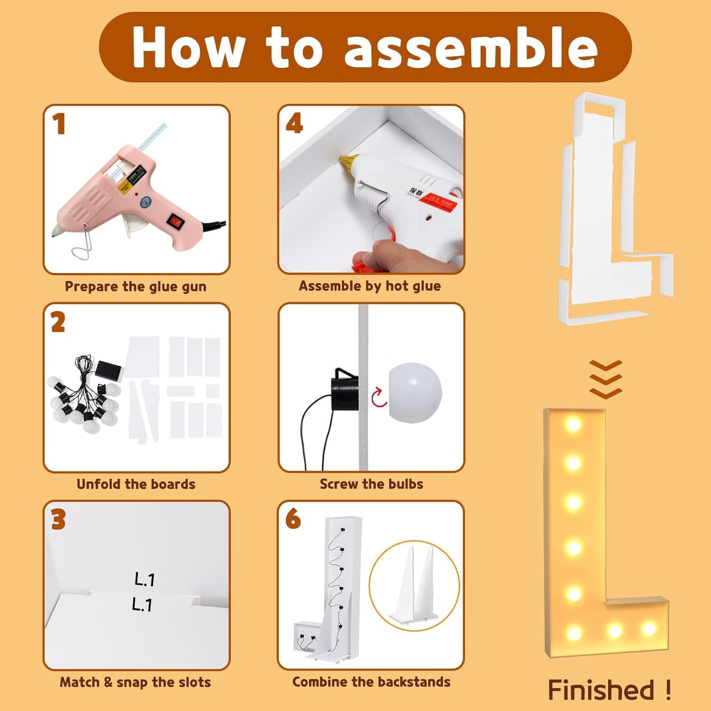 imprsv Marquee Light Up Letters, 3FT Mosaic Letters with Light for Baby Shower Graduation Party Decor, Large L for Engagement Wedding Party Decorations (Need to Assemble)