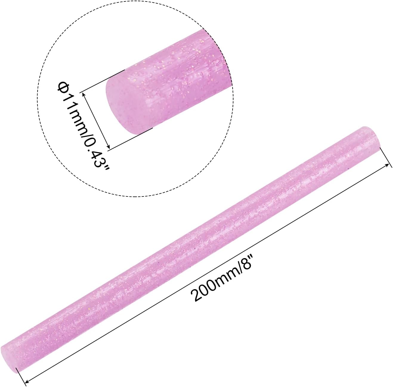 uxcell 20pcs Hot Glue Sticks for Glue Gun 11mm/0.43-inch x 8-inch Mini Hot Melt Adhesive Glue Stick Glitter Pink