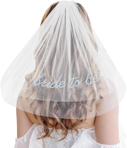 Bride To Be Embroidered Veil for Bachelorette Party Decorations, Bridal Shower Accessories Gifts for Woman