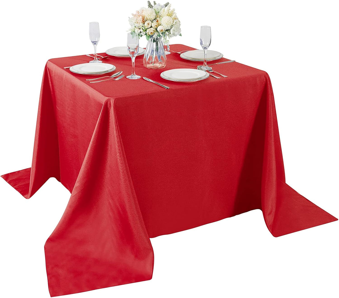 Cupuamon Square Tablecloth 90x90 inch Washable Polyester Fabric Table Cloth for Wedding Party Dining Banquet Decoration（90x90,Red）