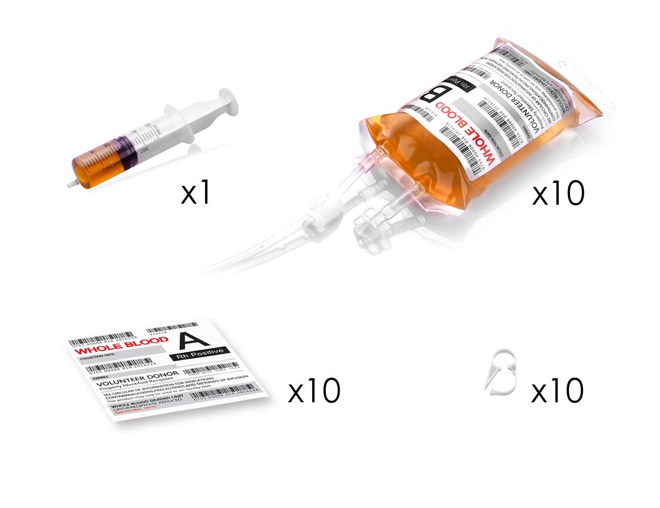 WYNK 10 Pack Blood Bags for Drinks, IV Bags for Drinks, Halloween Party Set