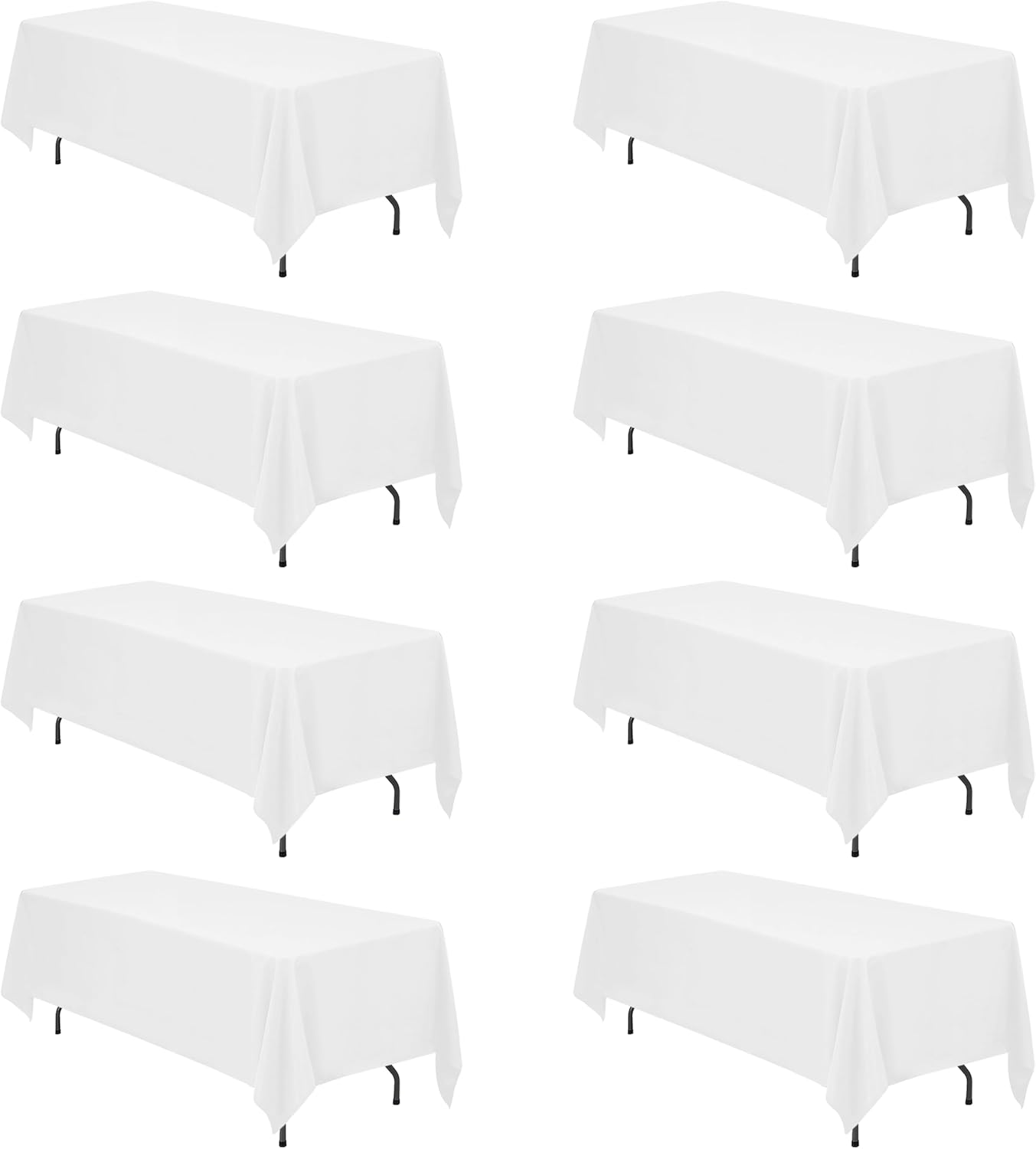 BRILLMAX 8 Pack White Tablecloths 70 x 120 Inch for 6ft or 8ft Rectangle Tables - Rectangular Bulk Linen Polyester Fabric Washable Cloth Cover for Wedding Reception Banquet Birthday Party