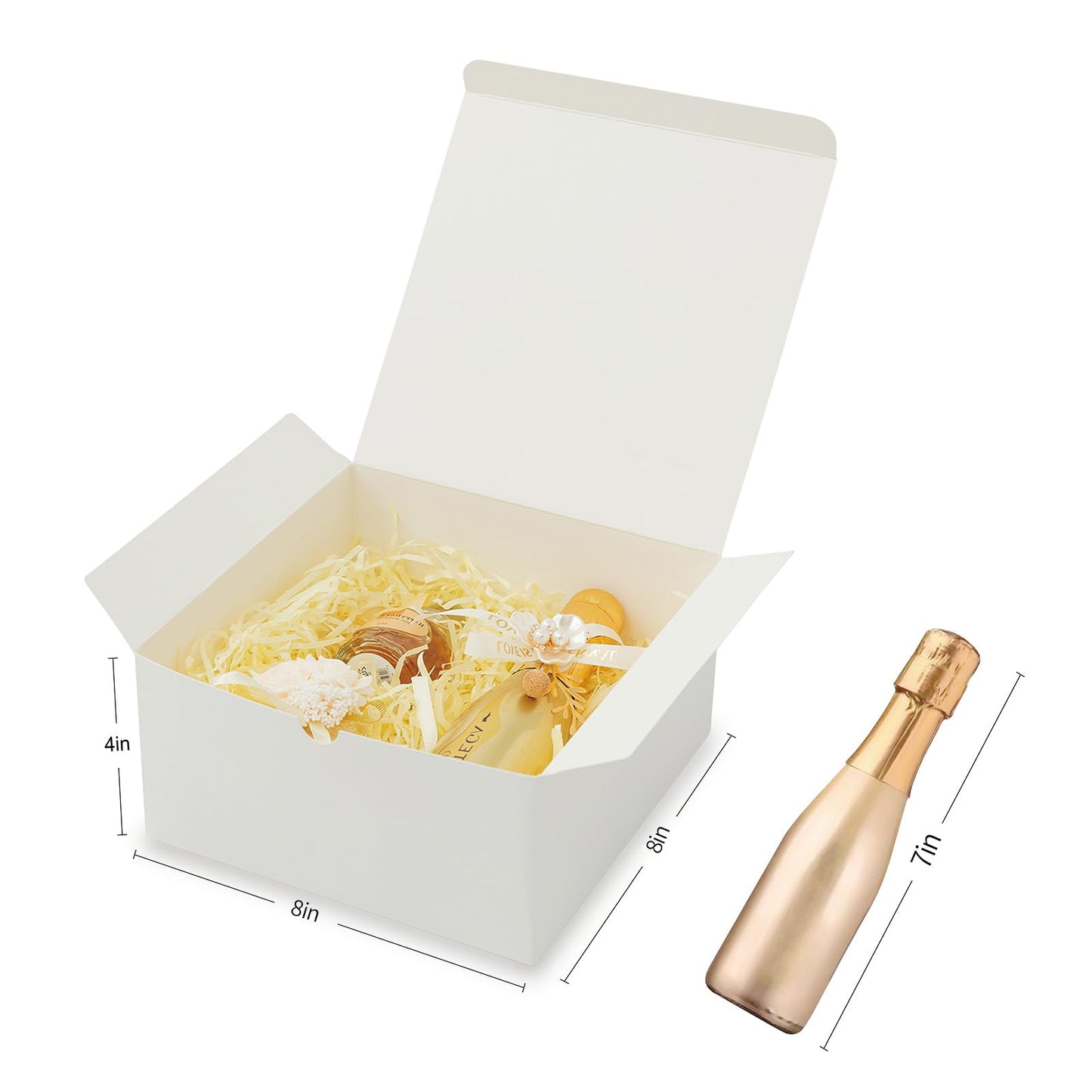 YUEFANBOX White Gift Boxes with Lids 12 Pack 8x8x4 in