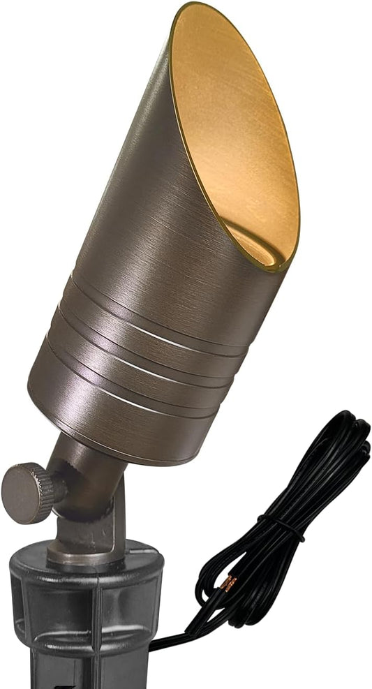MALORY Low Voltage Landscape Spotlight Without Bulb,12V Brass Outdoor LED Landscape Lighting,Waterproof Solid Spot Up Lights for Garden,Patio and Yard (S05-Bronze, 1-Pack Without Bulb)