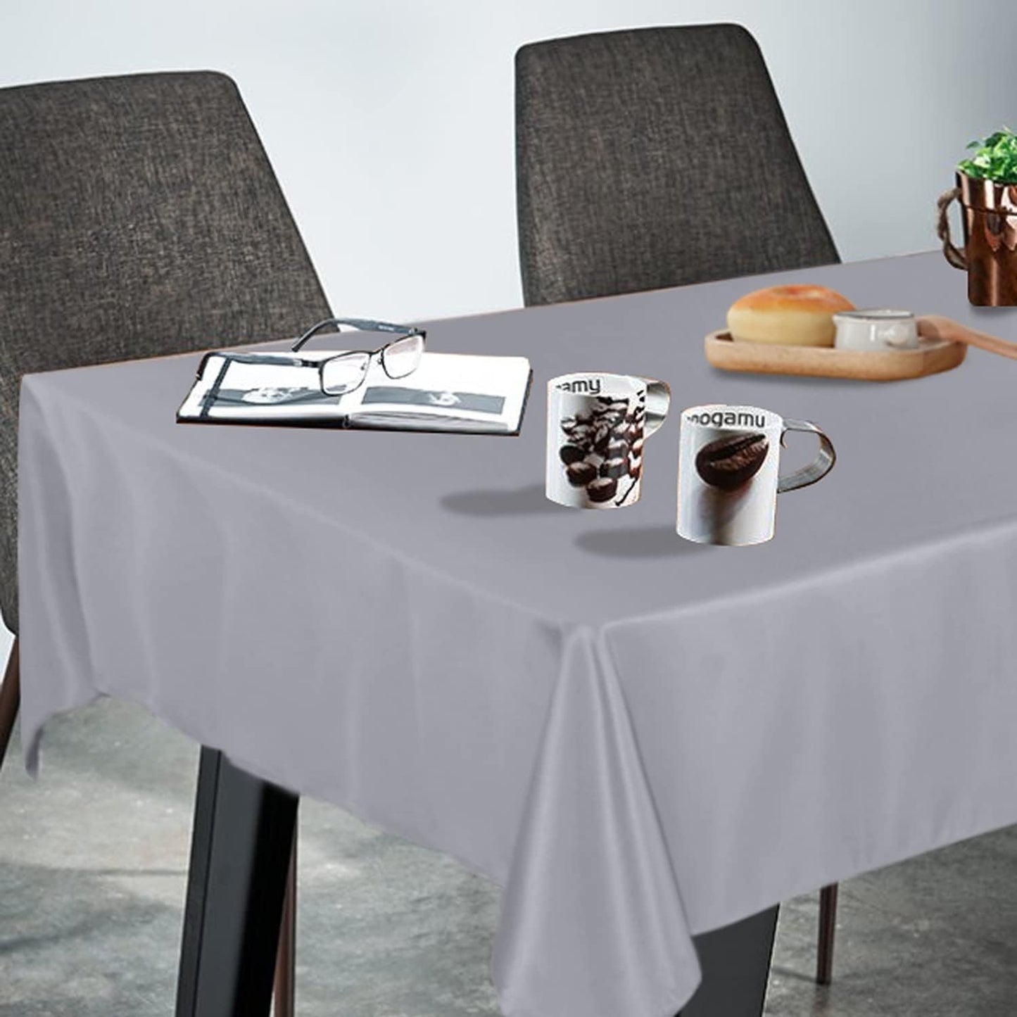 Fitable Rectangle Tablecloth Stain and Wrinkle Resistant Washable Polyester Table Cloth for Buffet Parties and Camping (54x120 inch, Light Grey)