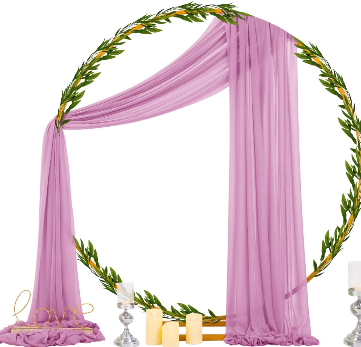 Socomi Purple Sheer Wedding Arch Draping Fabric 29" x 20Ft 2 Panels Outdoor Curtain Drapes Extra Long for Bridal Baby Shower Ceremony Birthday Party Decor
