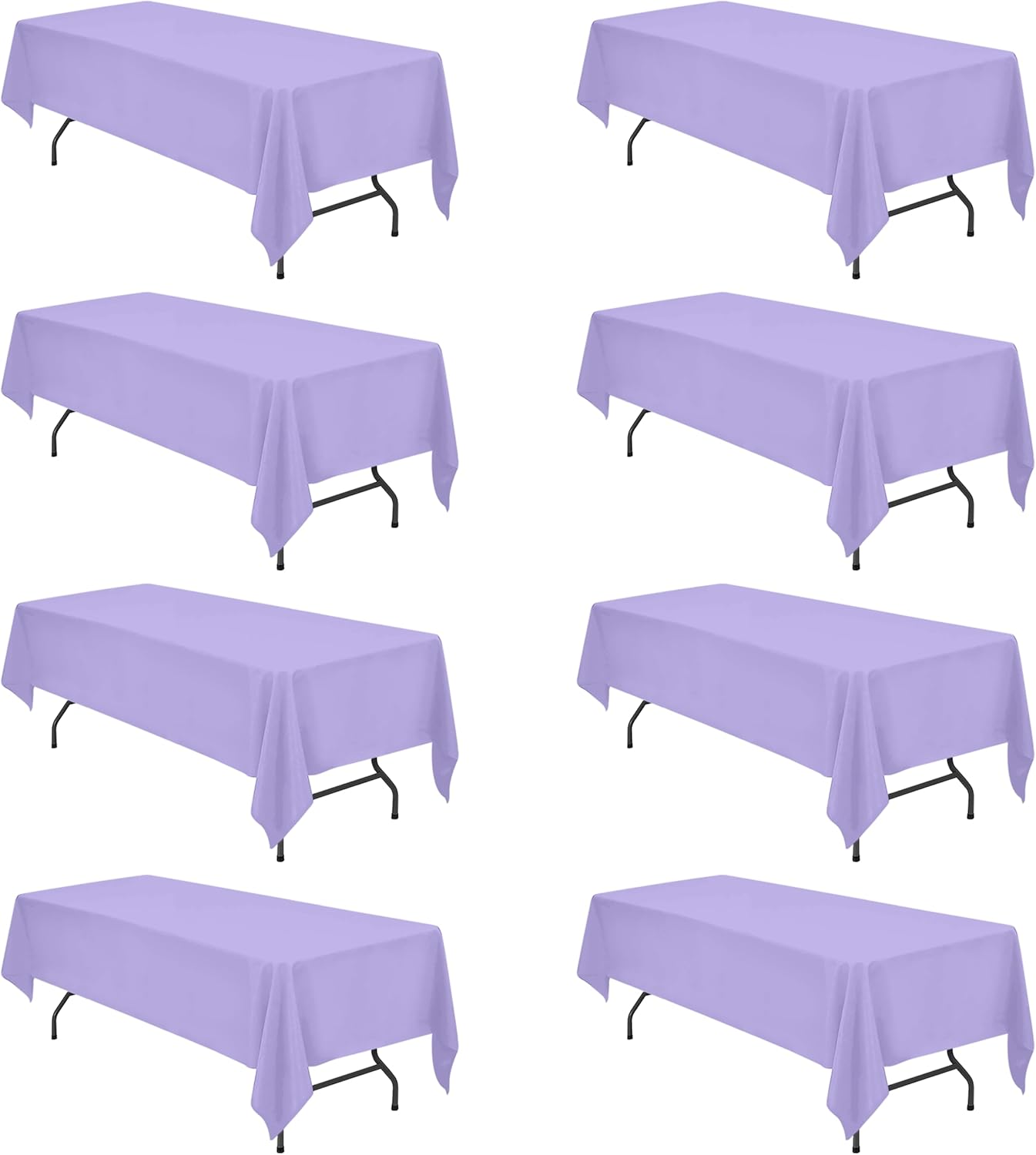 BRILLMAX 8 Pack Lavender Tablecloths for 8 Foot Rectangle Tables 60 x 126 Inch - 8ft Rectangular Bulk Linen Polyester Fabric Washable Cloth Cover for Wedding Reception Banquet Birthday Party