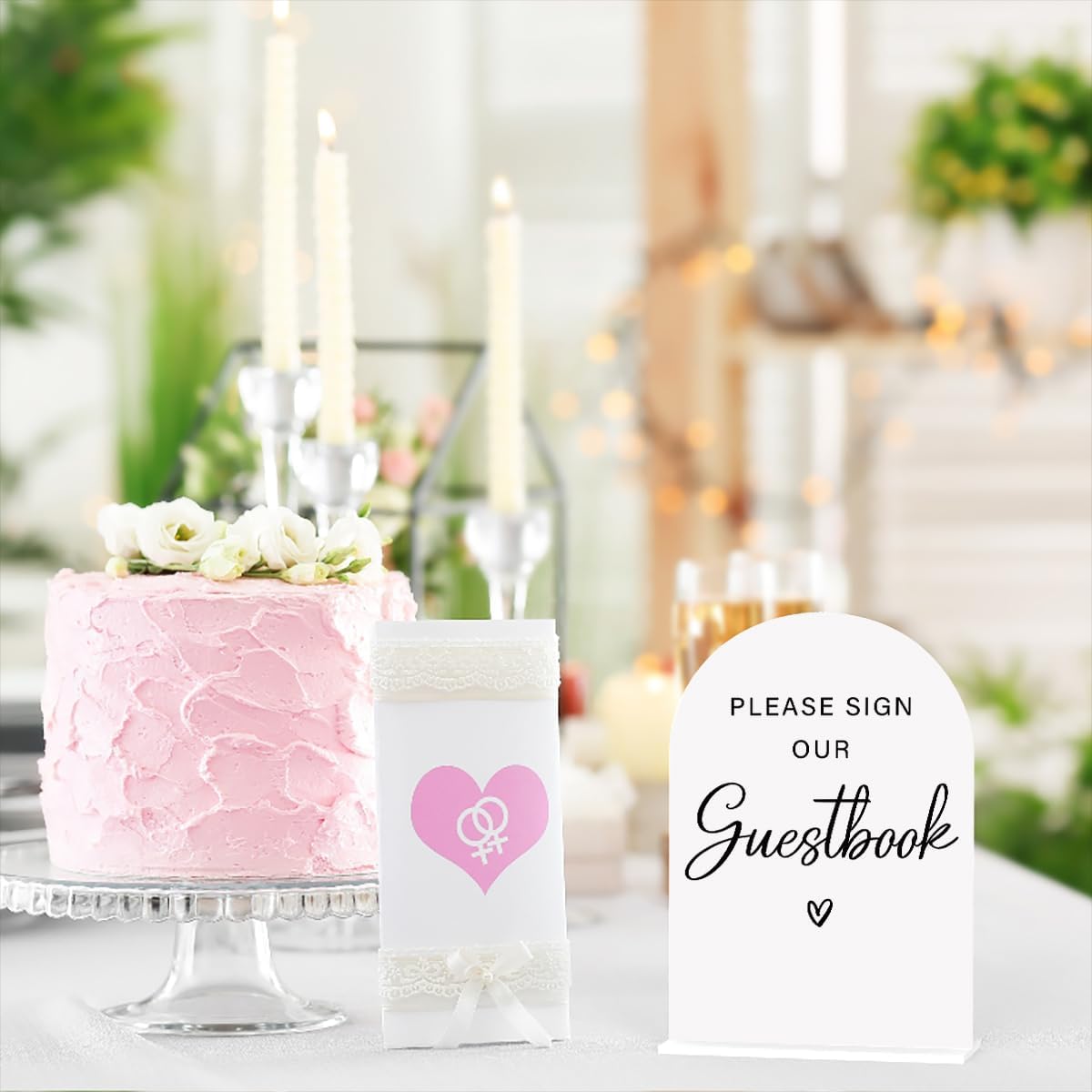 Acrylic Wedding Sign Please Sign Our Guestbook Wedding Signs for Ceremony Modern Calligraphy Arch Acrylic Table Top Sign for Wedding Reception and Event Party Table(white）