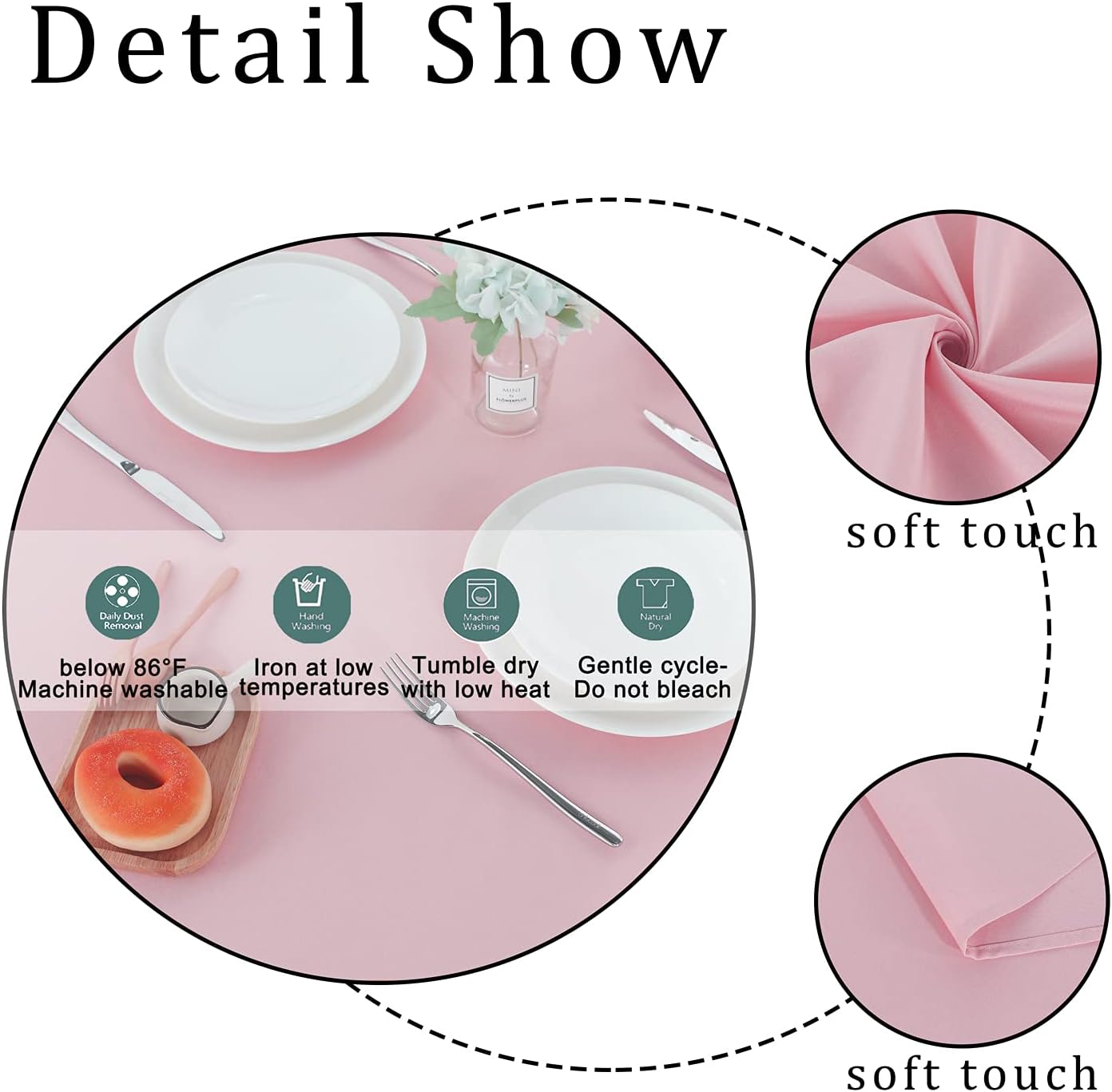 Fitable Rectangle Tablecloth Stain and Wrinkle Resistant Washable Polyester Table Cloth for Buffet Parties and Camping (60x102 inch, Pink)